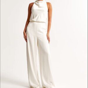 Abercrombie White Satin Jumpsuit